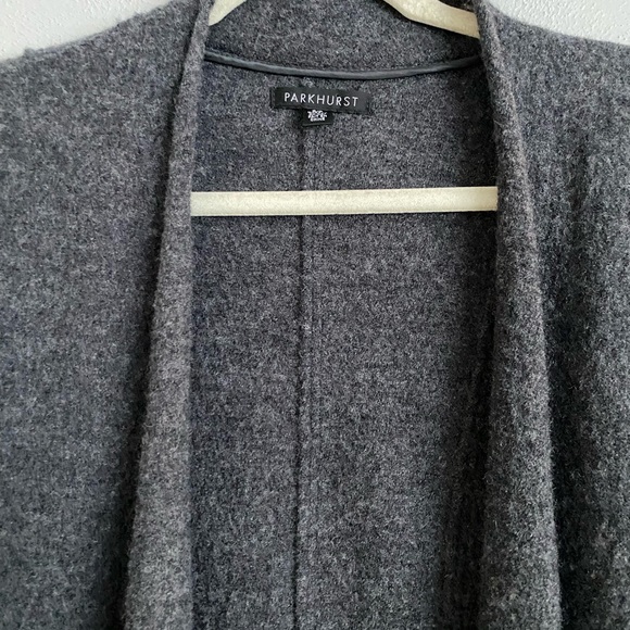 Parkhurst Sweater Size Small Grey 100% Wool Open Front Cardigan Thick Cozy - Picture 2 of 10